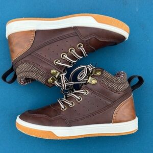 Toddler / Kids Leather Brown High-Top Lace Boots